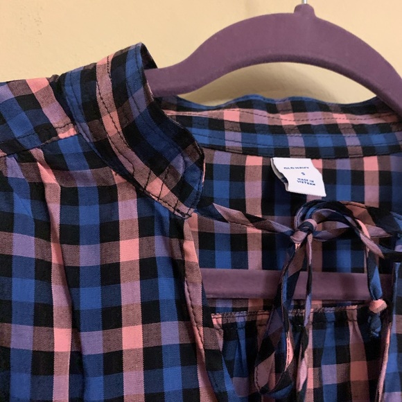 New old navy mandarin collar tie front top - Picture 6 of 8